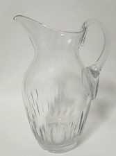 Vintage Large 23cm Handmade Clear Crystal Glass  Pitcher Jug 