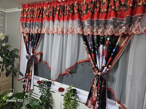 Christmas curtain set - christmas,