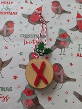 Alphabet Log Slice Christmas Tree Decorations 