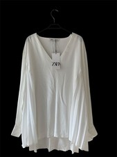 Zara White Blouse Tunic Pleats