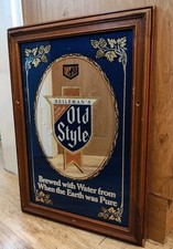 Original Vintage Old Style Heileman's Mirror Beer Advertising Sign 53 x 38 cm 