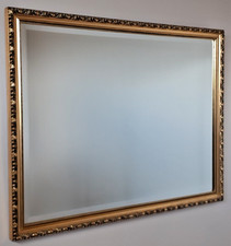 Vintage 1970's Rectangular Bevelled Edged Mirror w/Gilt Edged Wooden Framed66cm