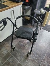 Rollator Walker with Seat Foldable Disability Mobility Travel Aid Padded Frame