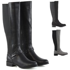 Womens Knee High Flat Low Heel