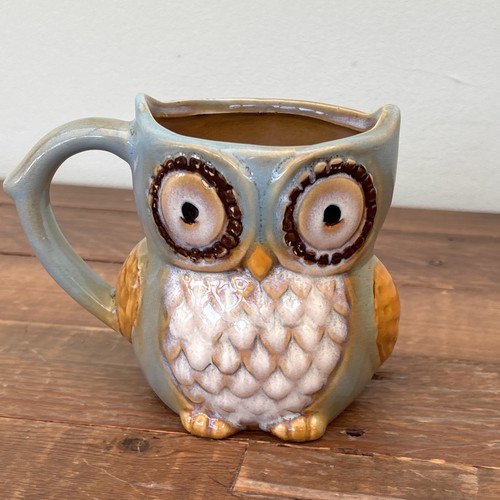 Pottery glazed owl mug - owl,