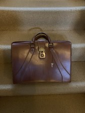 Vintage Doctors Gladstone Bag Briefcase Satchel Burrow Brown With Lock Key