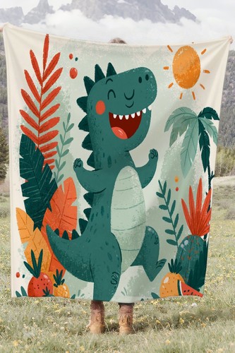 Happy dinosaur tropical jungle - tropical,