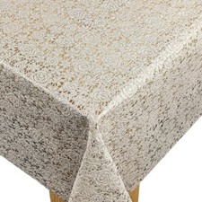 Grey Floral  Lace PVC Vinyl Wipe Clean Oilcloth Tablecloth