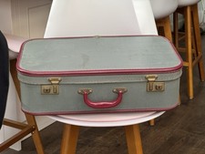 Vintage 1950s green suitcase - suitcase, /