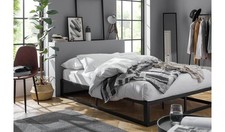 Platform Small Double Metal Bed Frame Black Industrial Style Bedroom