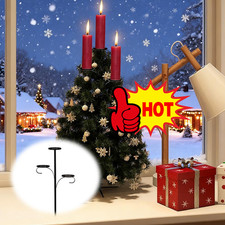 Black Triple Tree Topper Tree Topper Candle Holder Candelabra Christmas Decor-