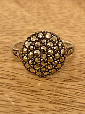 Vintage or possibly Antique stamped Silver round Marcasite Ring size N.5