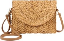 Straw Clutch Purse for Women Summer Clutch Bag Beach  Wallet Woven Handbag Brown