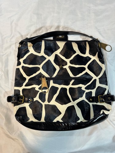 Giraffe print purse black - print,
