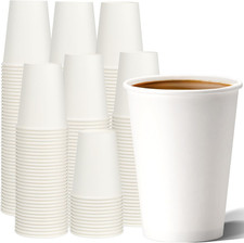 Disposable Paper Cups 12 Oz [100 Pack], White Hot Coffee Cups, 12 Oz Paper Coffe