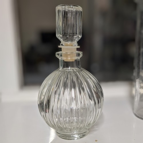 French ribbed glass decanter - ribbed,