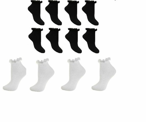 Black white girls frilly lace - black,