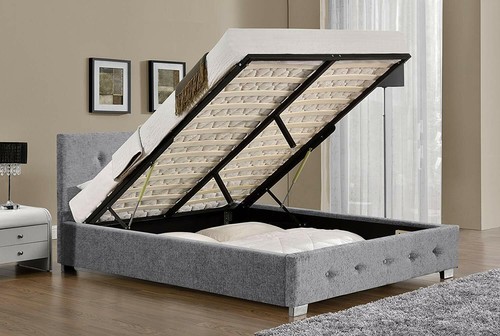 Grey fabric ottoman storage - fabric,