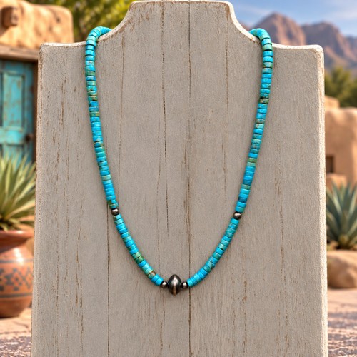 Turquoise heishi bead - bead, necklace