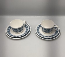 2 x Royal Tuscan Charade Trios - Tea Cups Saucers & Side Plates Set Bone China B