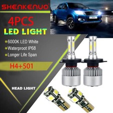 For VW Transporter T4 T5 01-2015- H4 501 6000K LED High/Low/Side Headlight Bulbs