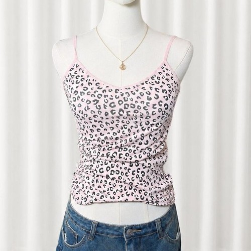 Y2k baby pink - leopard, print