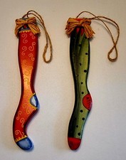 Primitive, Country Style Handmade, Hand Painted Wooden Witch Stockings Halloween