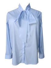 Hawes & Curtis Blue Pussybow Hidden Button Placket Blouse 48"/50" Bust. 22 UK