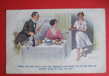 1919 DONALD MCGILL Comic HALF DRESSED MAID SERVED TOMATOES UNDRESSED AT DINNER