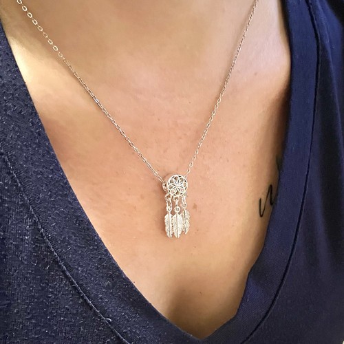 Silver dreamcatcher necklace - dreamcatcher,