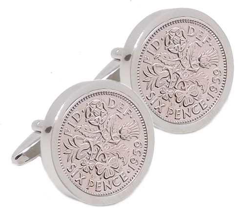 1959 sixpence silver - silver, plate