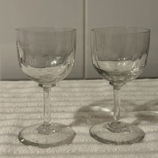 Pair Antique Victorian Oval Facet Cut Port Sherry Glasses Holmegaard Murat Style