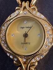 Stunning Sergio Valente Vintage Ladies Gold And Stones Unworn Watch
