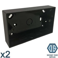 2x 2 Gang Double Black Square Edge Surface Pattress Back Box 32mm Deep