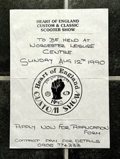 Vintage HEART OF ENGLAND 1990 Scooter Rally CUSTOM SHOW FLYER Lambretta VESPA