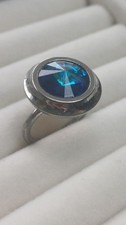 Vintage Sarah Coventry Blue Rivoli Rhinestone Ring Signed -  Size Q Jewellery