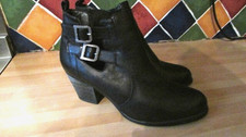 ladies Firetrap black leather heeled ankle boots size 6 fab condition