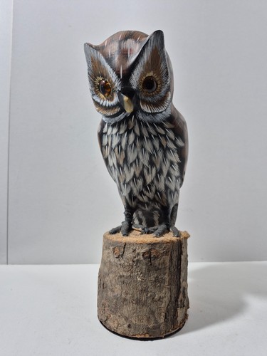 Hand carved wooden - tawny, owl