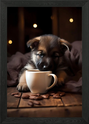 German shepherd coffee pup - german,