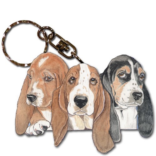 Basset hound wooden - basset, keychain