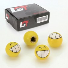4x Valve Caps Tire Valve Cover Ball Smiley Yellow for HONDA