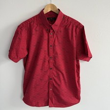 Ben Sherman Beatles Shirt Mens XL Extra Large Red 60s Casuals Mod Short Sleeve