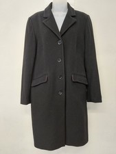 Whistles Ladies Coat Size 14 Black Wool, Cashmere Blend Mid Length Classic 