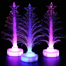 LED Fiber Optic Xmas Tree Lamp Star Night Light Holiday Home Decoration UK New