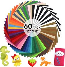 60pcs Craft Felt Fabric Sheet 40 Colors DIY Craft Squares Nonwoven 1mm HTVRONT