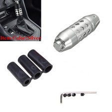 Silver Automatic Car Gear Stick Gearstick Shift Shifter Lever Knob w/ 3 adapters