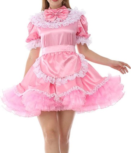 Sissy girl maid pink satin - maid,