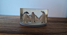 Vintage penguins in lucite paperweight