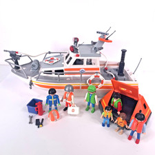 Playmobil Coast Guard Rescue Boat Life Raft Bundle Figures Accessories Fire Hose