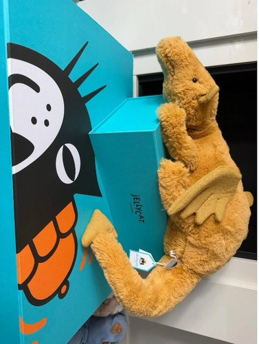 Gold plush dragon - gold, soft